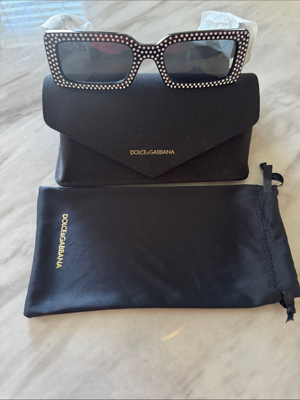 Dolce & Gabbana Black Sunglasses with Crystal Embellishments
